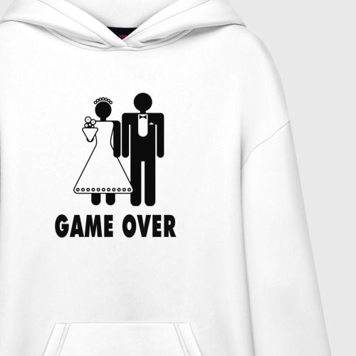 Худи SuperOversize хлопок Game over - свадьба, цвет белый - фото 3