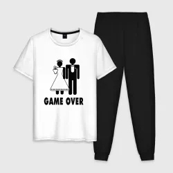 Мужская пижама с белой футболкой хлопок Game over - свадьба