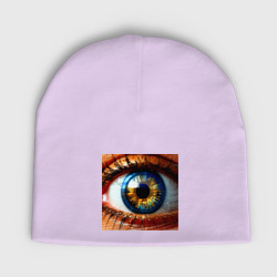 Детская шапка демисезонная Глаз крупным планом синего цвета в стиле стимпанк