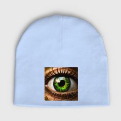 Детская шапка демисезонная Глаз зеленого цвета в стиле стимпанк