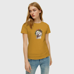 Женская футболка хлопок Бишон фризе осенний арт - фото 2