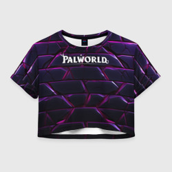 Palworld логотип фиолетовые яркие плиты – Женская футболка Crop-top 3D с принтом купить