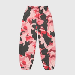Женские джоггеры оверсайз 3D Розовый камуфляж из котов