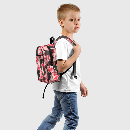 Детский рюкзак 3D с принтом Розовый камуфляж из котов, вид сзади #1