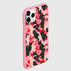 Чехол для iPhone 11 Pro Max матовый Розовый камуфляж из котов - фото 2