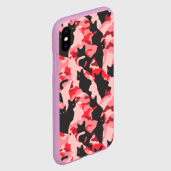 Чехол для iPhone XS Max матовый Розовый камуфляж из котов - фото 2