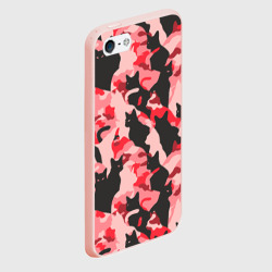 Чехол для iPhone 5/5S матовый Розовый камуфляж из котов - фото 2