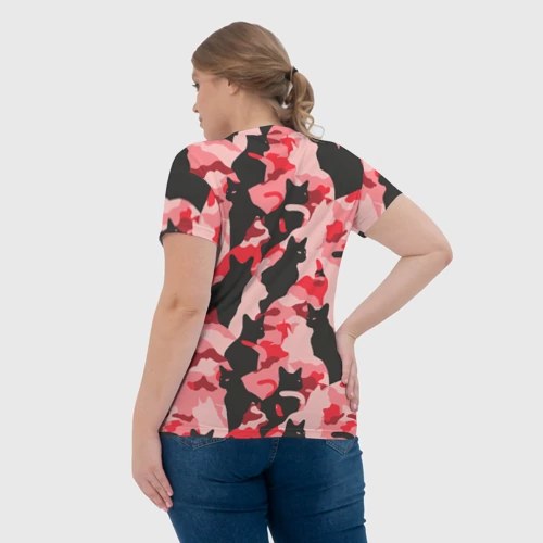 Женская футболка 3D Розовый камуфляж из котов - фото 7
