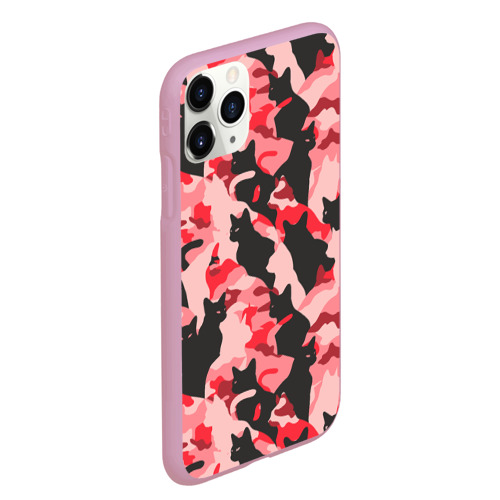 Чехол для iPhone 11 Pro Max матовый Розовый камуфляж из котов, цвет розовый - фото 3