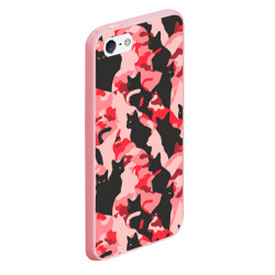 Чехол для iPhone 5/5S матовый Розовый камуфляж из котов - фото 2