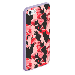 Чехол для iPhone 5/5S матовый Розовый камуфляж из котов - фото 2