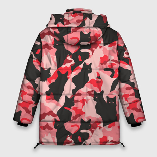 Женская зимняя куртка Oversize Розовый камуфляж из котов, цвет светло-серый - фото 2