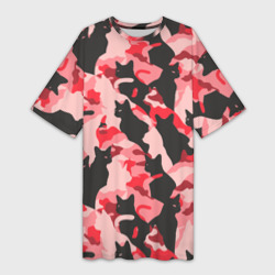 Розовый камуфляж из котов – Платье-футболка 3D с принтом купить