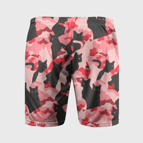 Мужские шорты спортивные Розовый камуфляж из котов, цвет 3D печать - фото 2
