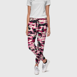 Камуфляжные розовые котики – Женские брюки 3D с принтом купить