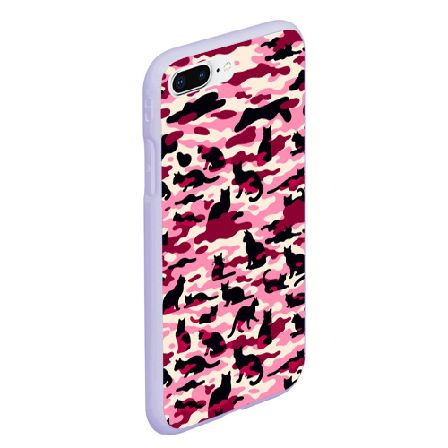 Чехол для iPhone 7Plus/8 Plus матовый с принтом Камуфляжные розовые котики, вид сбоку #3