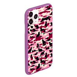 Чехол для iPhone 11 Pro Max матовый Камуфляжные розовые котики - фото 2