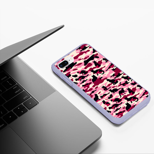 Чехол для iPhone 7Plus/8 Plus матовый с принтом Камуфляжные розовые котики, фото #5
