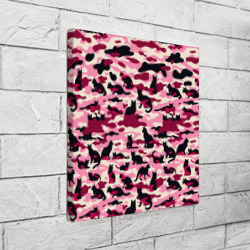 Холст квадратный Камуфляжные розовые котики - фото 2