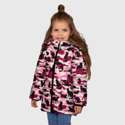 Зимняя куртка для девочек 3D Камуфляжные розовые котики - фото 2