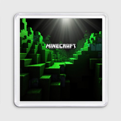 Minecraft logo зеленые яркие плитки – Магнит 55*55 с принтом купить