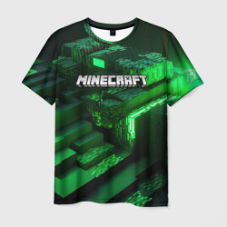 Minecraft logo зеленые неоновые кубы – Мужская футболка 3D с принтом купить со скидкой в -26%