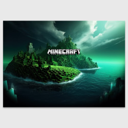 Minecraft logo  зеленый мир – Поздравительная открытка с принтом купить