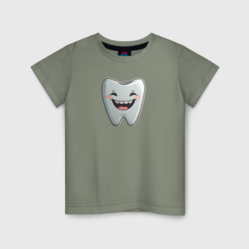 Детская футболка хлопок Улыбающийся зуб, цвет авокадо