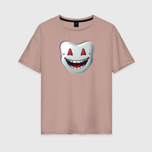 Женская футболка хлопок Oversize с принтом Улыбающийся зуб, вид спереди #2