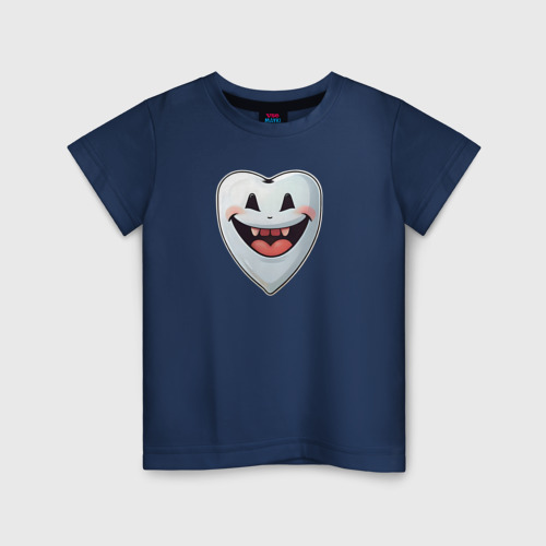 Детская футболка хлопок Улыбающийся зуб, цвет темно-синий