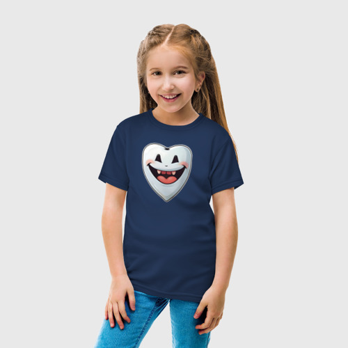 Детская футболка хлопок Улыбающийся зуб, цвет темно-синий - фото 5