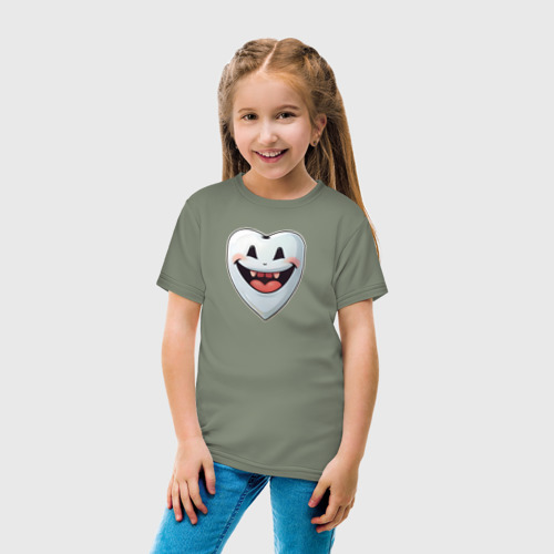 Детская футболка хлопок Улыбающийся зуб, цвет авокадо - фото 5