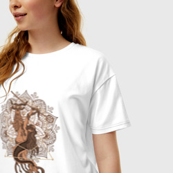 Женская футболка хлопок Oversize Астрологический знак козерог - фото 2