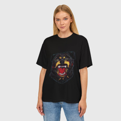 Женская футболка oversize 3D Rottweiler face black - фото 2