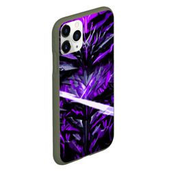 Чехол для iPhone 11 Pro матовый Фиолетовый камень на чёрном фоне - фото 2