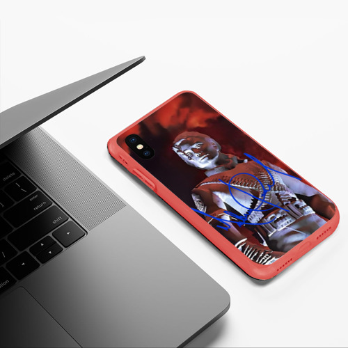 Чехол для iPhone XS Max матовый Статуя Макла Джексона с автографом - альбом History, цвет красный - фото 5