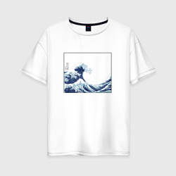 Женская футболка хлопок Oversize Японская волна