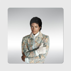 Майкл Джексон в серебряном костюме  – Магнит виниловый Квадрат с принтом купить