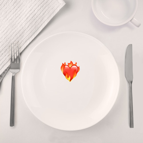 Набор: тарелка + кружка Эмодзи сердце в огне - фото 4