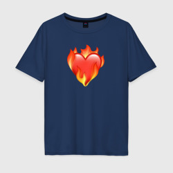 Мужская футболка хлопок Oversize Эмодзи сердце в огне