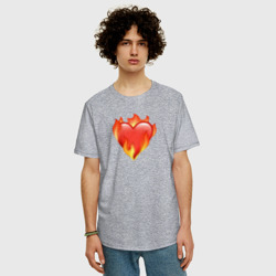 Мужская футболка хлопок Oversize Эмодзи сердце в огне - фото 2