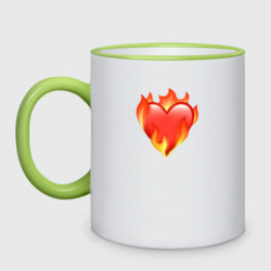 Кружка двухцветная Эмодзи сердце в огне