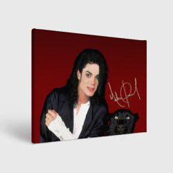 Michael Jackson с пантерой и автографом – Холст прямоугольный с принтом купить