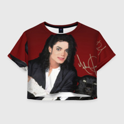 Michael Jackson с пантерой и автографом – Женская футболка Crop-top 3D с принтом купить