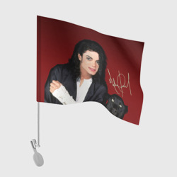 Michael Jackson с пантерой и автографом – Флаг для автомобиля с принтом купить