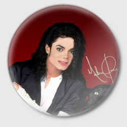 Michael Jackson с пантерой и автографом – Значок с принтом купить