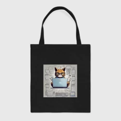 Шоппер BioNature Кот программист за ноутбуком