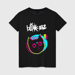 Женская футболка хлопок Blink 182 rock star cat