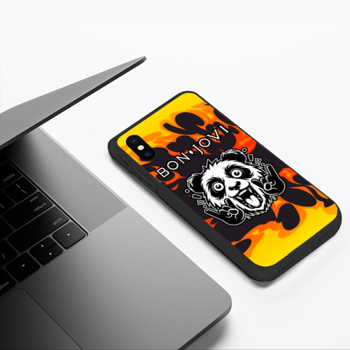 Чехол для iPhone XS Max матовый Bon Jovi рок панда и огонь - фото 5