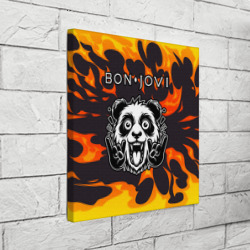 Холст квадратный Bon Jovi рок панда и огонь - фото 2